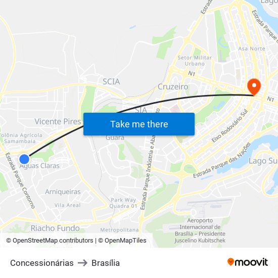 Concessionárias to Brasília map