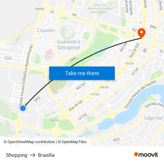 Shopping to Brasília map