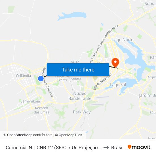 Comercial Norte | Cnb 12 (Sesc / Projeção / Hrt) to Brasília map