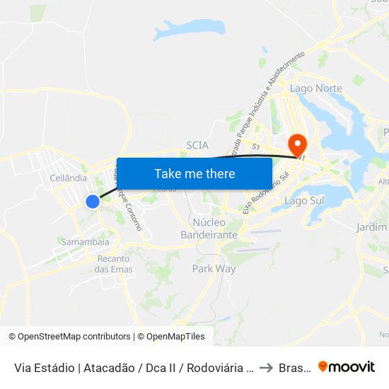 Via Estádio | Atacadão / Dca II / Rodoviária / Estádio to Brasília map