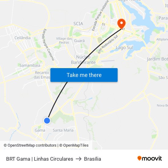 BRT Gama | Linhas Circulares to Brasília map