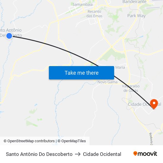 Santo Antônio Do Descoberto to Cidade Ocidental map