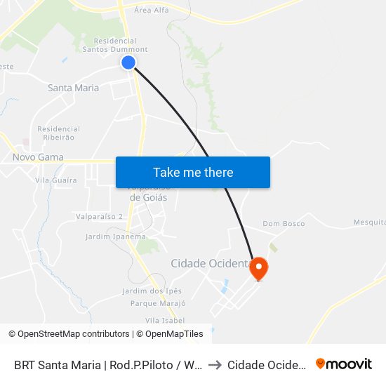 BRT Santa Maria | Rod.P.Piloto / W3 Sul to Cidade Ocidental map