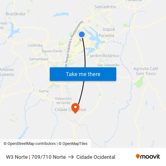 W3 Norte | 709/710 Norte to Cidade Ocidental map