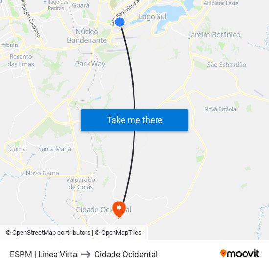 ESPM | Linea Vitta to Cidade Ocidental map