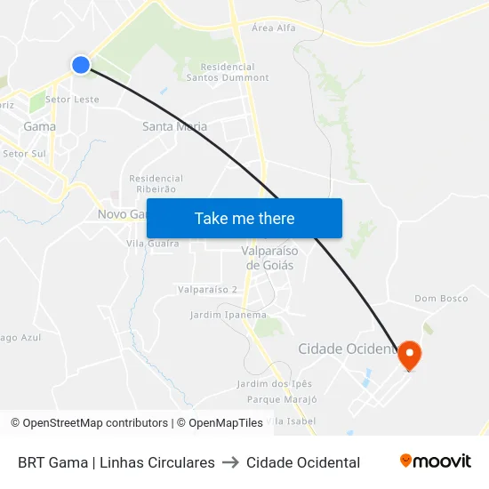 BRT Gama | Linhas Circulares to Cidade Ocidental map