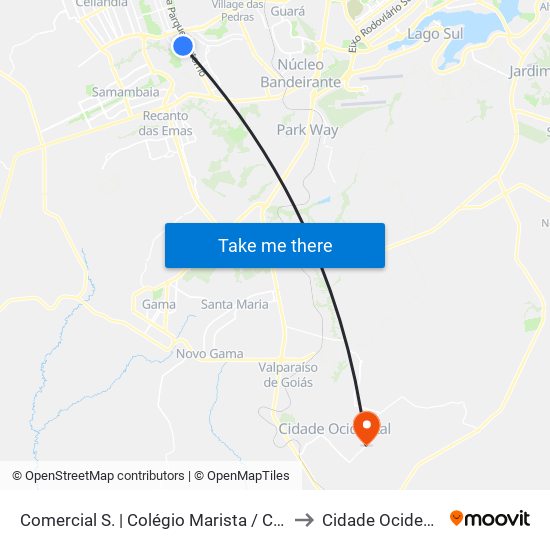 Comercial S. | Colégio Marista / CED 2 to Cidade Ocidental map