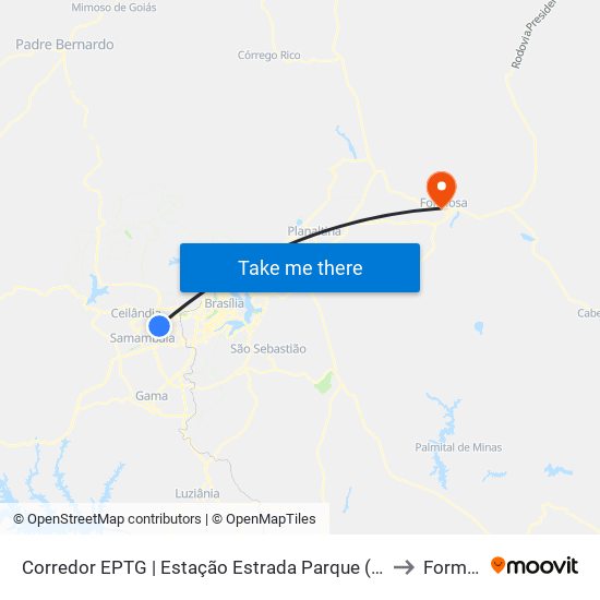 Corredor EPTG | Estação Estrada Parque (Sentido Tag.) to Formosa map