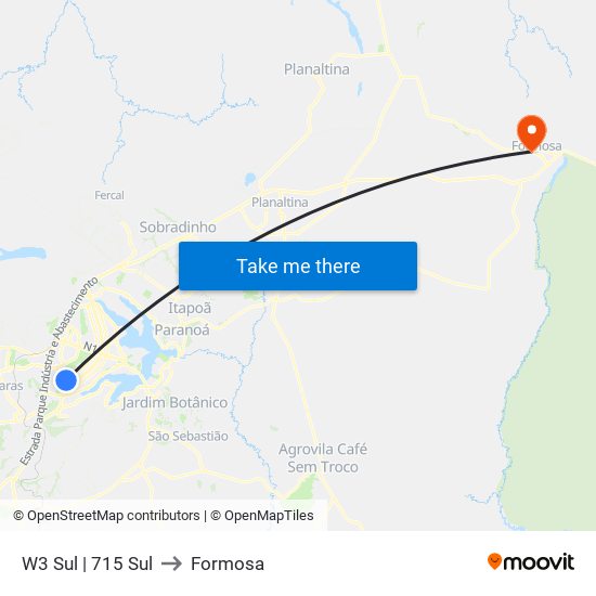 W3 Sul | 715 Sul (SICOOB) to Formosa map