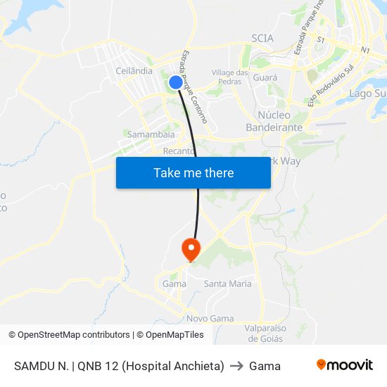 SAMDU N. | QNB 12 (Hospital Anchieta) to Gama map