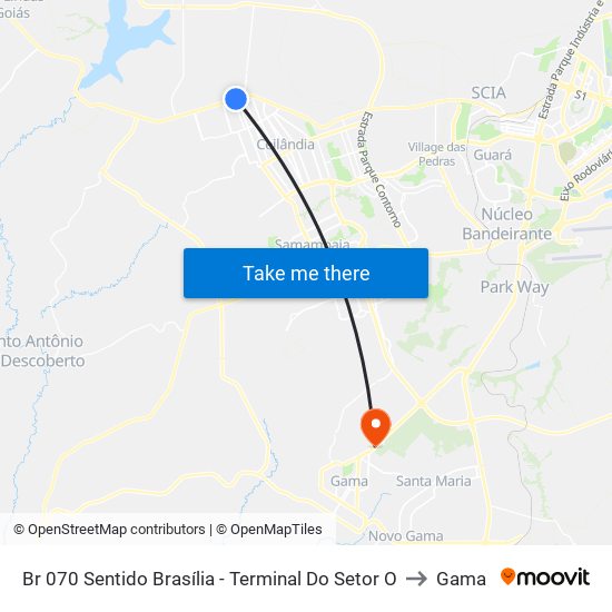 Br 070 Sentido Brasília - Terminal Do Setor O to Gama map
