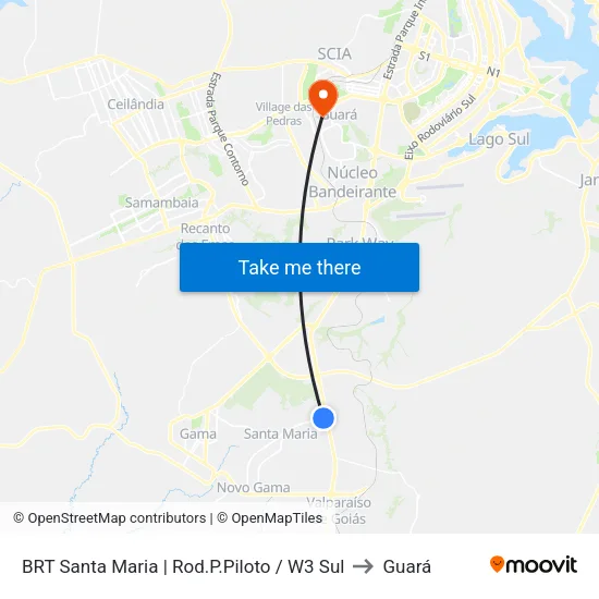 BRT Santa Maria | Rod.P.Piloto / W3 Sul to Guará map