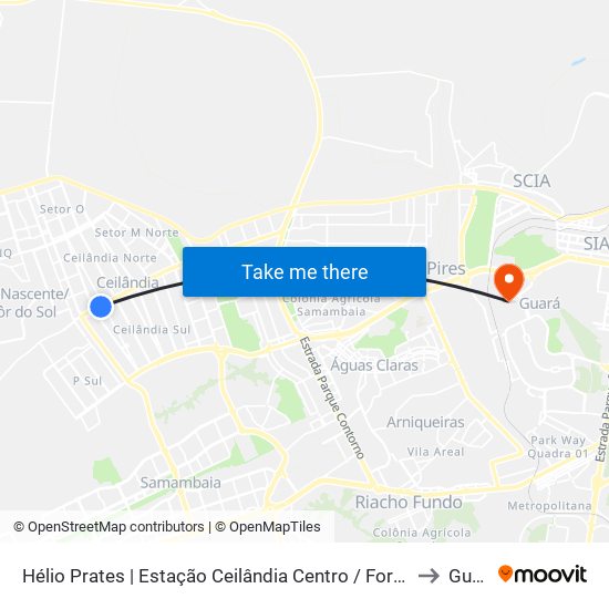 Hélio Prates | Estação Ceilândia Centro / Fort Atacadista to Guará map