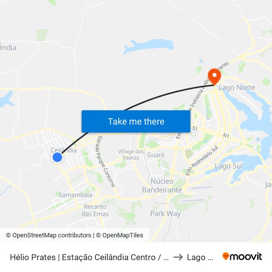 Hélio Prates | Estação Ceilândia Centro / Fort Atacadista to Lago Norte map