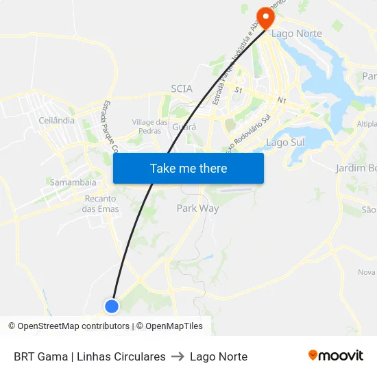 BRT Gama | Linhas Circulares to Lago Norte map