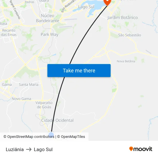Luziânia to Lago Sul map
