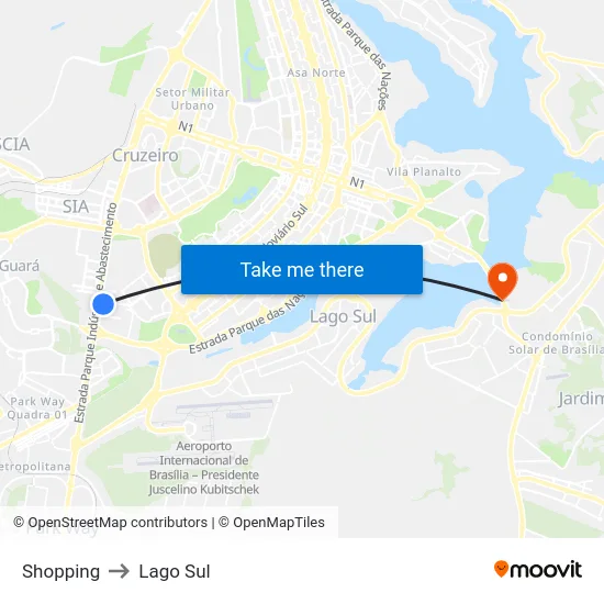 Shopping to Lago Sul map