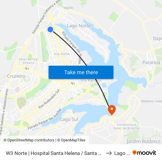 W3 Norte | Hospital Santa Helena / Santa Lúcia Norte to Lago Sul map