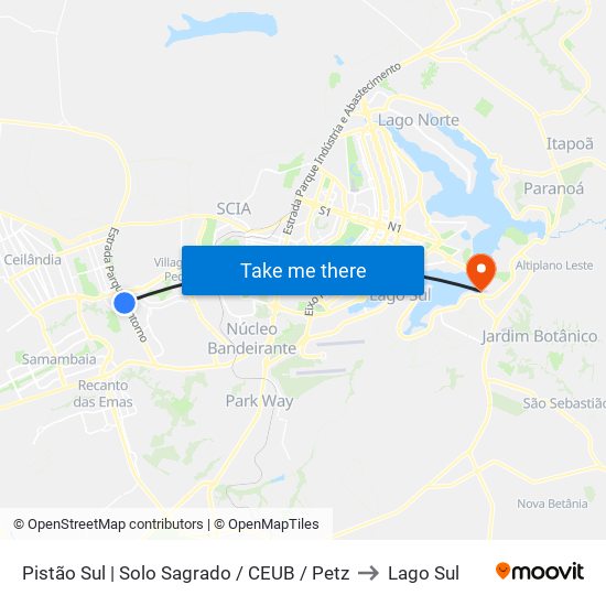 Pistão Sul | Solo Sagrado / CEUB / Petz to Lago Sul map