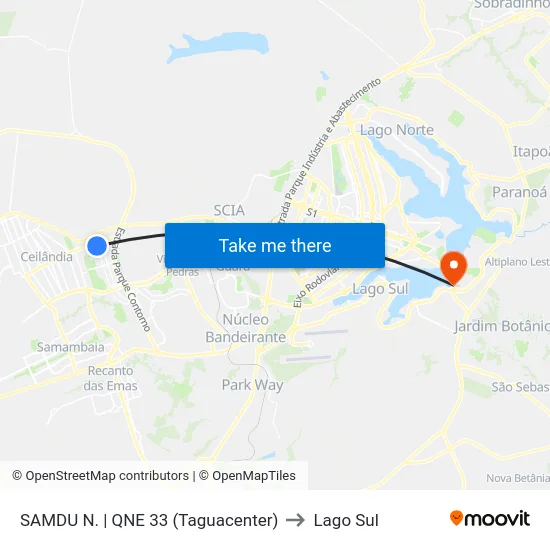SAMDU N. | QNE 33 (Taguacenter) to Lago Sul map