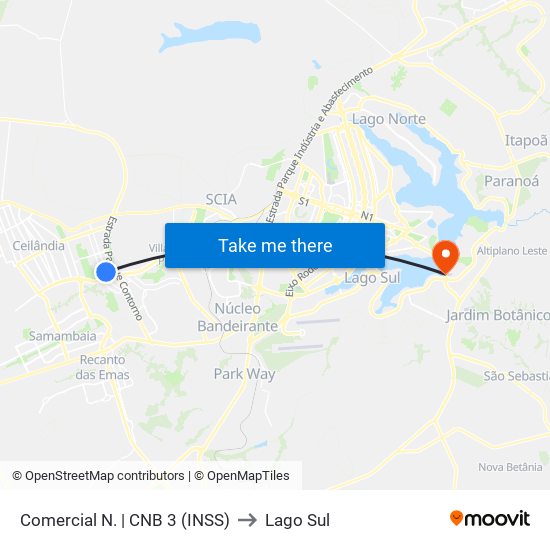 Comercial N. | CNB 3 (INSS) to Lago Sul map