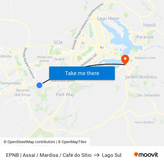 Epnb | Assaí / Mardisa / Café Do Sítio to Lago Sul map