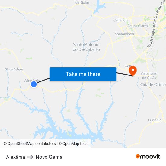 Alexânia to Novo Gama map