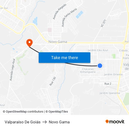 Valparaíso De Goiás to Novo Gama map