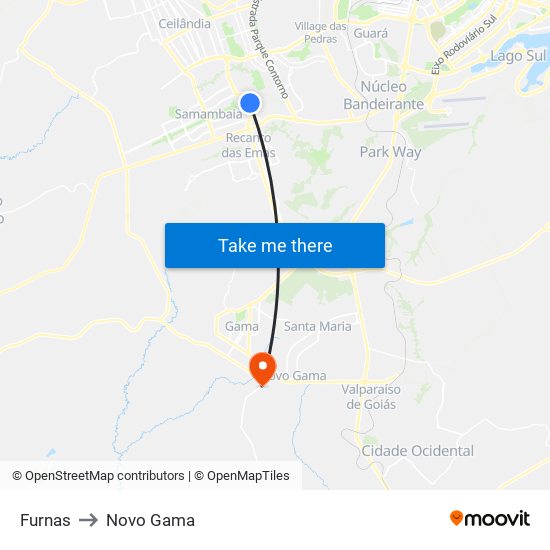 Furnas to Novo Gama map