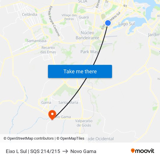 Eixo L Sul | SQS 214/215 to Novo Gama map