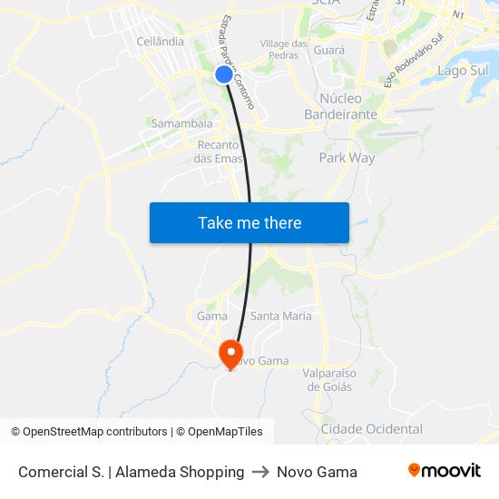 Comercial S. | Alameda Shopping to Novo Gama map