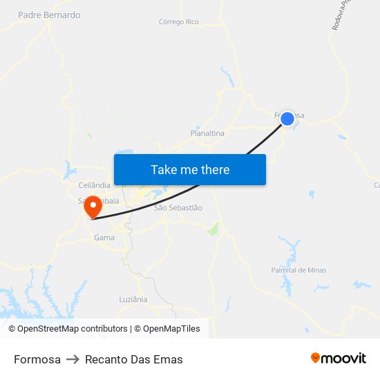 Formosa to Recanto Das Emas map