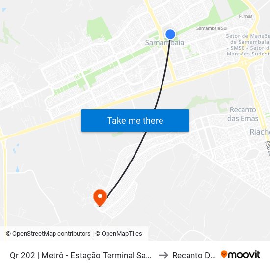 Qr 202 | Metrô - Estação Terminal Samambaia (Lado Oposto) to Recanto Das Emas map