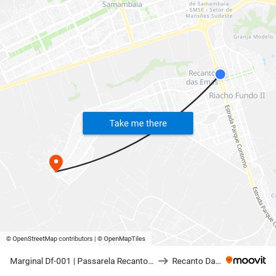Marginal Df-001 | Passarela Recanto-Riacho II (Riacho) to Recanto Das Emas map