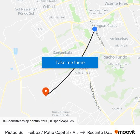 Pistão Sul | Feibox / Patio Capital / Assaí / Leroy Merlin to Recanto Das Emas map