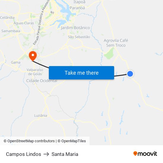 Campos Lindos to Santa Maria map