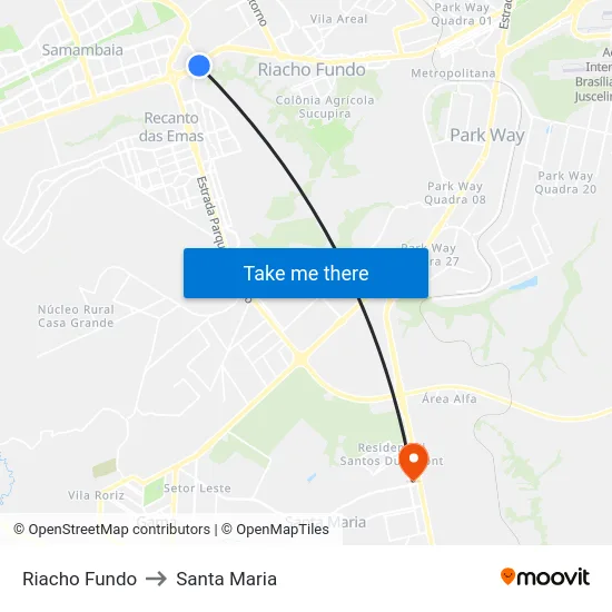 Riacho Fundo to Santa Maria map