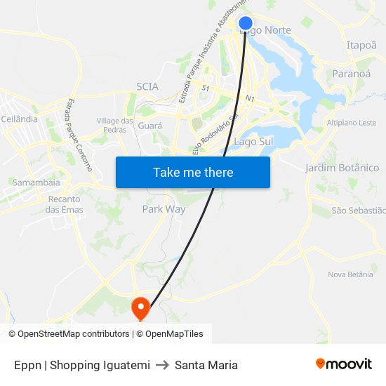 Eppn | Shopping Iguatemi to Santa Maria map