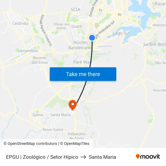 EPGU | Zoológico / Setor Hípico to Santa Maria map