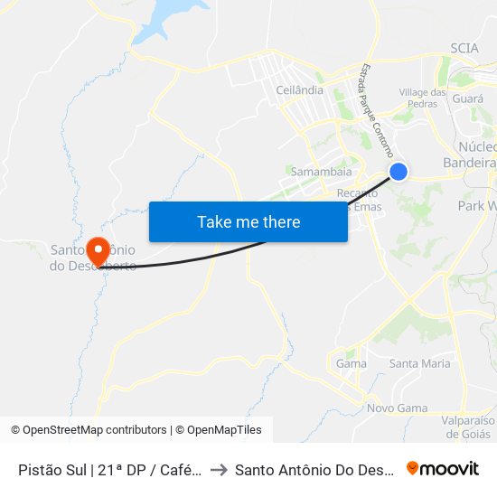 Pistão Sul | 21ª DP / Café do Sítio to Santo Antônio Do Descoberto map