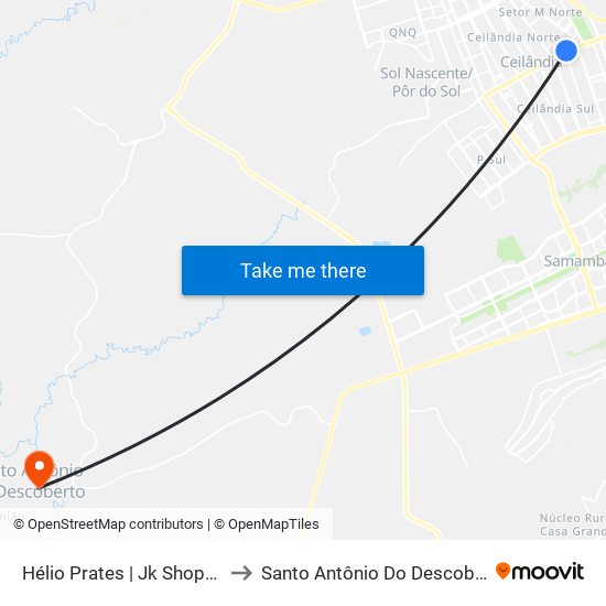 Hélio Prates | Jk Shopping to Santo Antônio Do Descoberto map