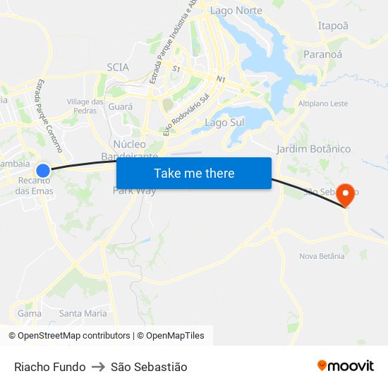 Riacho Fundo to São Sebastião map