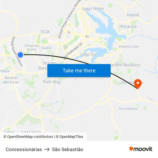 Concessionárias to São Sebastião map