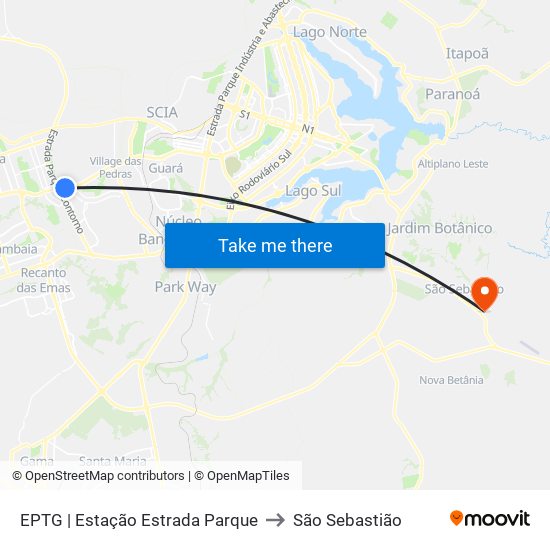 EPTG | Estação Estrada Parque to São Sebastião map