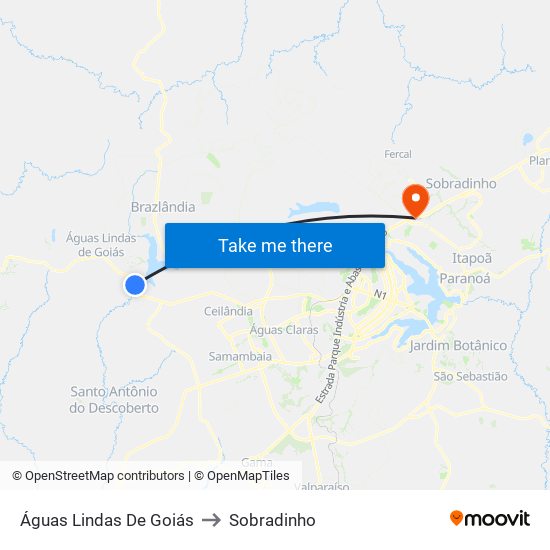 Águas Lindas De Goiás to Sobradinho map