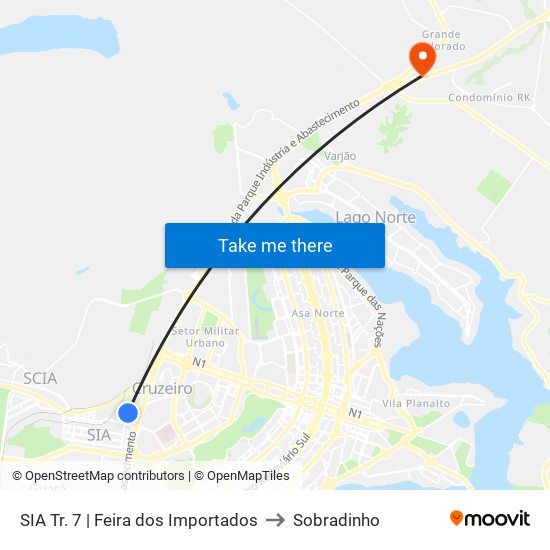 SIA Tr. 7 | Feira dos Importados to Sobradinho map