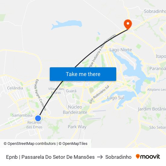 Epnb | Passarela Do Setor De Mansões to Sobradinho map