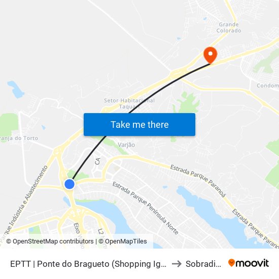 EPTT | Ponte do Bragueto (Shopping Iguatemi) to Sobradinho map