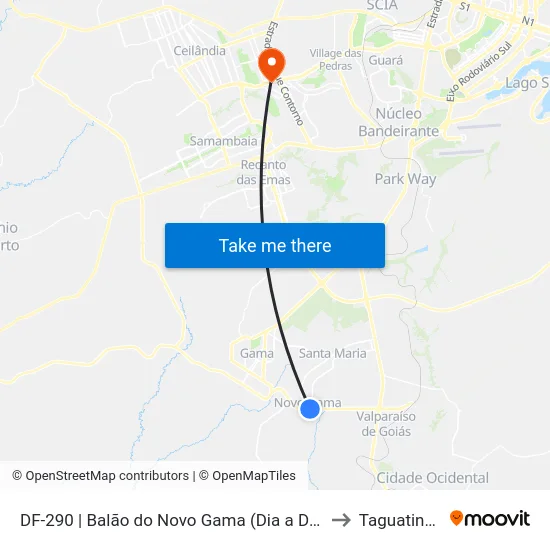 DF-290 | Balão do Novo Gama (Dia a Dia) to Taguatinga map