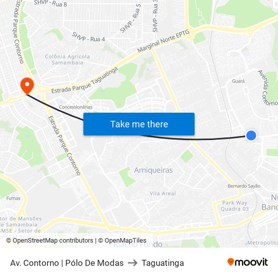 Av. Contorno | Pólo De Modas to Taguatinga map